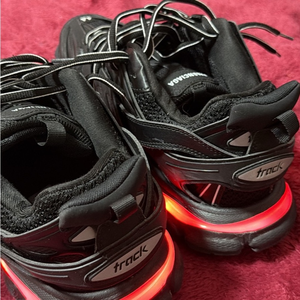 Balenciaga Black and Red Track Sneakers